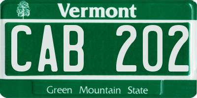 VT license plate CAB202