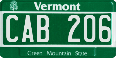 VT license plate CAB206