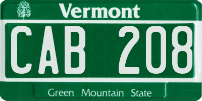 VT license plate CAB208