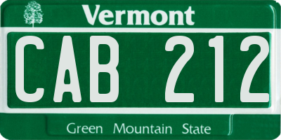 VT license plate CAB212