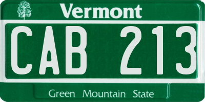 VT license plate CAB213