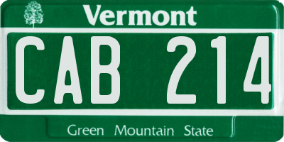 VT license plate CAB214