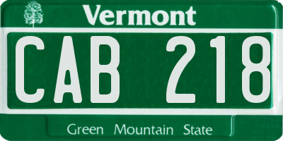 VT license plate CAB218