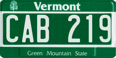 VT license plate CAB219