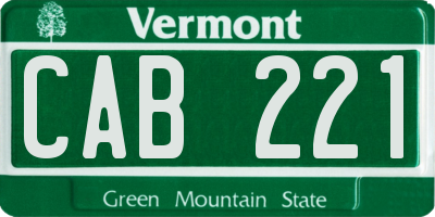 VT license plate CAB221