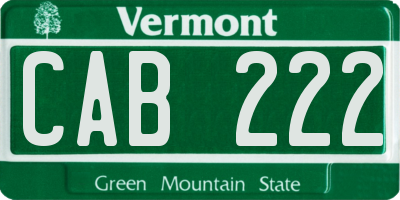 VT license plate CAB222