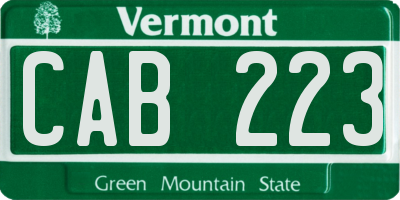 VT license plate CAB223