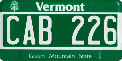 VT license plate CAB226