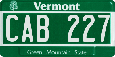 VT license plate CAB227