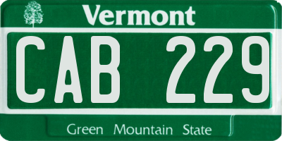 VT license plate CAB229