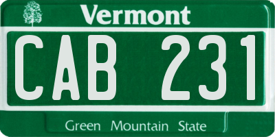 VT license plate CAB231