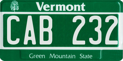 VT license plate CAB232