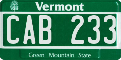VT license plate CAB233