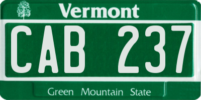 VT license plate CAB237