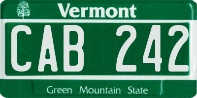 VT license plate CAB242