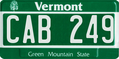VT license plate CAB249