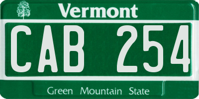 VT license plate CAB254