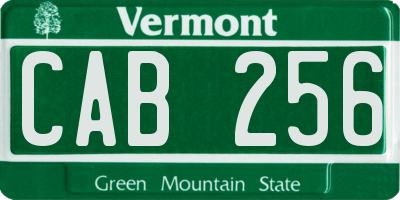 VT license plate CAB256