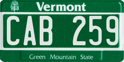VT license plate CAB259