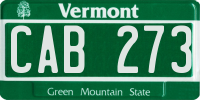 VT license plate CAB273