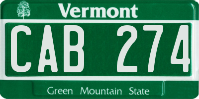 VT license plate CAB274