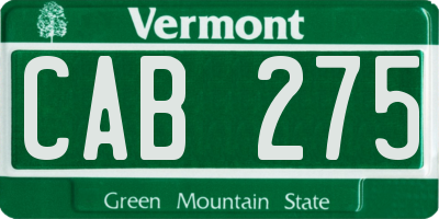 VT license plate CAB275
