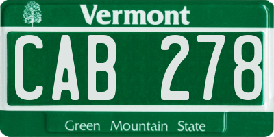 VT license plate CAB278