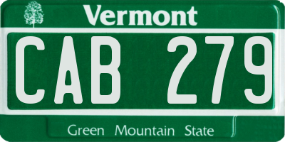 VT license plate CAB279