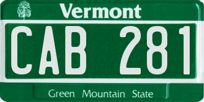 VT license plate CAB281