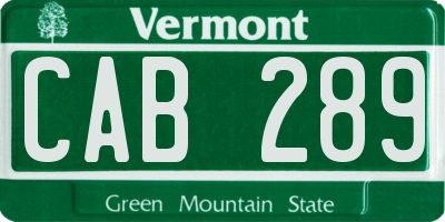 VT license plate CAB289