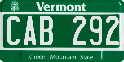 VT license plate CAB292