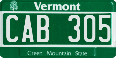 VT license plate CAB305