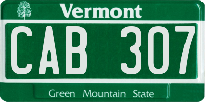 VT license plate CAB307