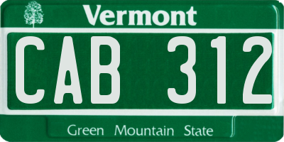 VT license plate CAB312