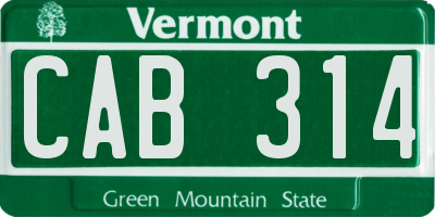 VT license plate CAB314