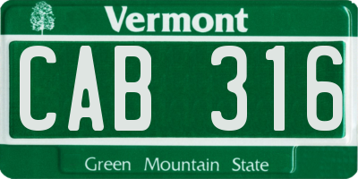 VT license plate CAB316