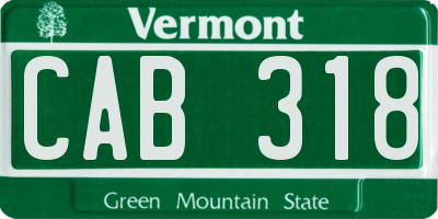 VT license plate CAB318