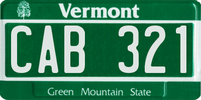 VT license plate CAB321