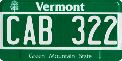 VT license plate CAB322