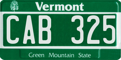 VT license plate CAB325