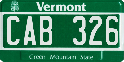 VT license plate CAB326