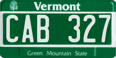 VT license plate CAB327