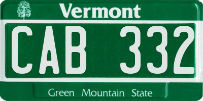 VT license plate CAB332