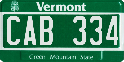 VT license plate CAB334