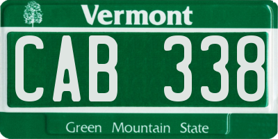 VT license plate CAB338
