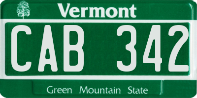 VT license plate CAB342