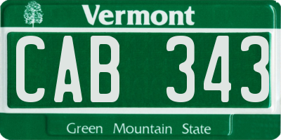 VT license plate CAB343