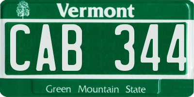 VT license plate CAB344
