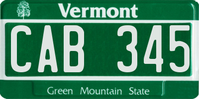 VT license plate CAB345