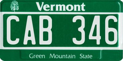 VT license plate CAB346